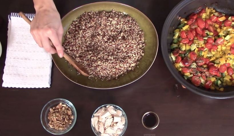 Low FODMAP Recipe: Roasted Vegetable Salad with Quinoa & Chicken